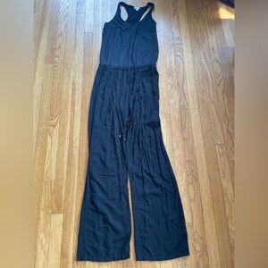 Splendid Black Racerback Wide Leg Drawstring Lounge Jumpsuit Size Small